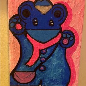 Charming Blue and Pink Bear Art